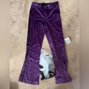 Flare tuxedo suit bottoms in purple velvet
